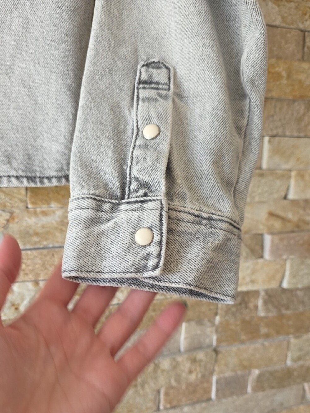 George Gray Washed Denim Button-Down Jacket - Picture 5 of 6